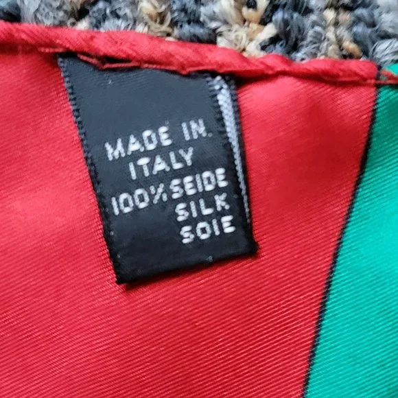 100% Silk Golf Club Scarf Made in Italy Approximately 30 x 30 Mid-Century VTG